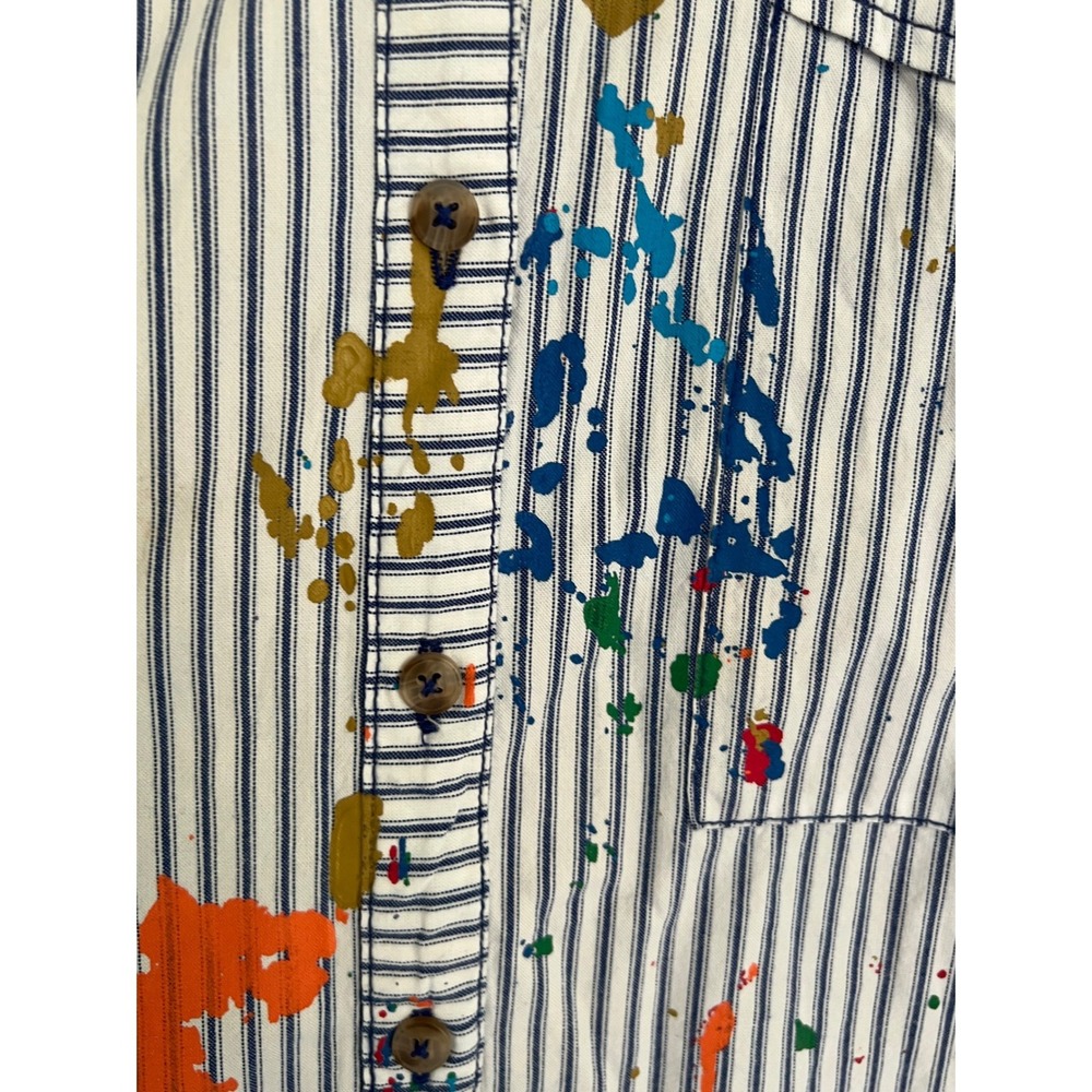 Anthropologie Pilcro Paint Splatter Shirt Dress Striped Artistic Preppy Boho NWT - Picture 9 of 16